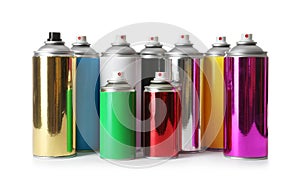 Different cans of spray paints photo