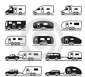 Different caravans and campers photo