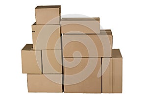 Different cardboard boxes arranged in stack