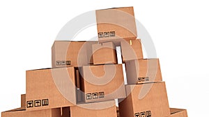 Different cardboard boxes on white