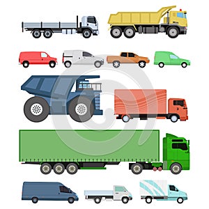 Different cars transport vector set.