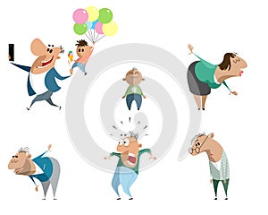 Different characters on white background