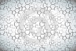 Different chemical nucleobases structures, scientific faded background