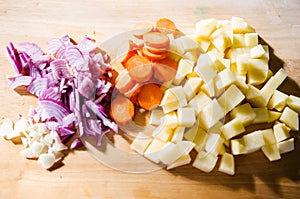 Different chopped vegetables