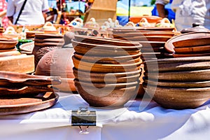 Different clay utensil for sale on a country fair