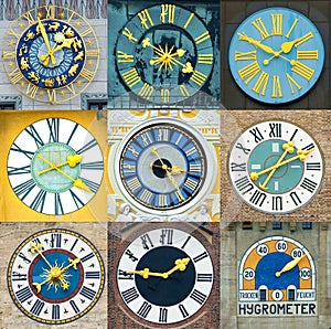 different clocks in Munich, Bavaria photo
