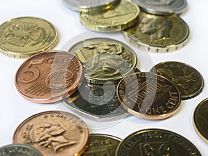 Different coins from various countries