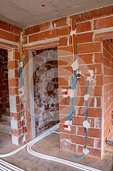 Different color electrical installation in house