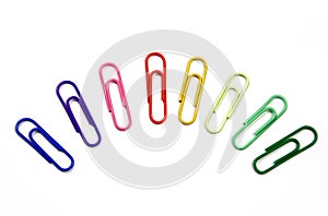 Different color paper clips photo