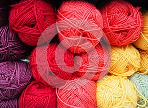 Different color reds yarn, multicolored threads