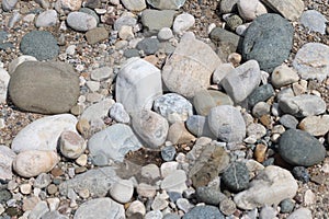 Different color and sizes stone in the river