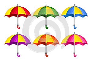 Different color umbrellas set of illustrations