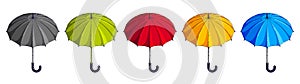 Different color umbrellas set of vector