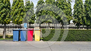 Different Colored Bins For Collection Of Materials