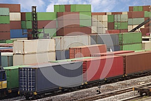 Different colored freight containers