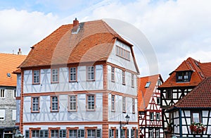 Different colored half-timbered houses