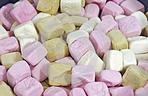 Different colored marshmallow cubes
