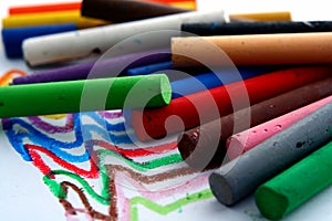 Different Colored Pastels or coloring materials