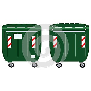 Different colored recycle waste bins illustration.Colored waste bins with trash