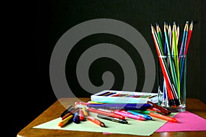 Different Colorful Art and Writing Materials