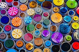Colorful buttons on a market