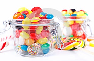 Different colorful candy, sweetmeats and chewing gum