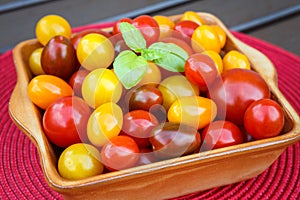 Different colorful cherry tomatoes.