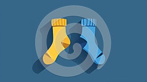 different colorful odd socks as a symbol for WDSD. Vector flat illustration. World Down Syndrome day. March 21