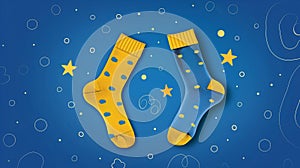 different colorful odd socks as a symbol for WDSD. Vector flat illustration. World Down Syndrome day. March 21