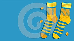 different colorful odd socks as a symbol for WDSD. Vector flat illustration. World Down Syndrome day. March 21