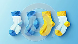 different colorful odd socks as a symbol for WDSD. Vector flat illustration. World Down Syndrome day. March 21