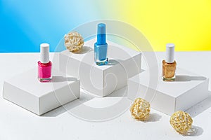 Different colors nail polish for summer, time to prepare for manicure.