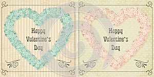 Different colors set of vintage Valentines card