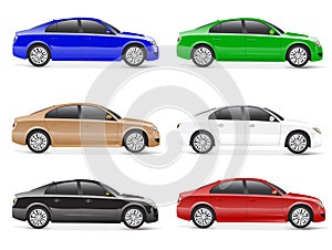 Different Colour Cars for Family Concept