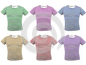 Different colour striped T-shirt. Front.