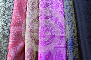 Different colours of indian fabric