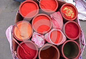 Different colours of vermillion used by women of Nepal and India