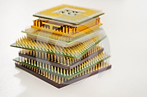 Different computer processors on a white background