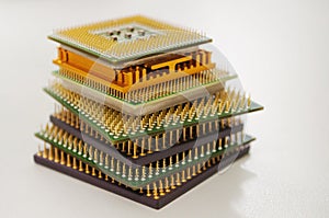 different computer processors on a white background photo