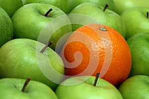 Different concepts - orange between apples