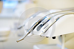 Different dental instruments and tools in a dentists office