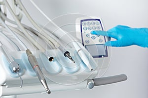 Different dental instruments and tools in a dentists office