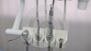 Different dental instruments and tools in a dentists office