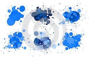 Different design fo watercolor splash in blue