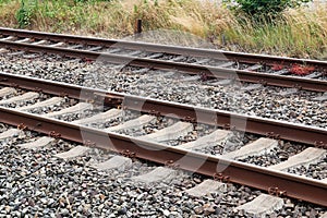 Different detailed views on railroads and rail crossings in germany