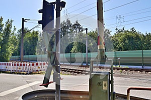 Different detailed views on railroads and rail crossings in germany