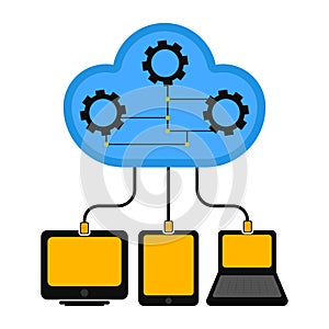 Different devices connected to cloud technology