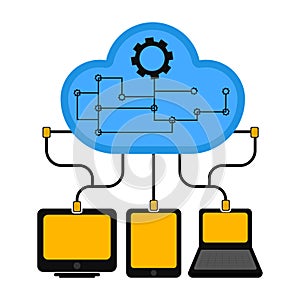 Different devices connected to cloud technology