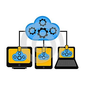 Different devices connected to cloud technology