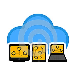 Different devices connected to cloud technology